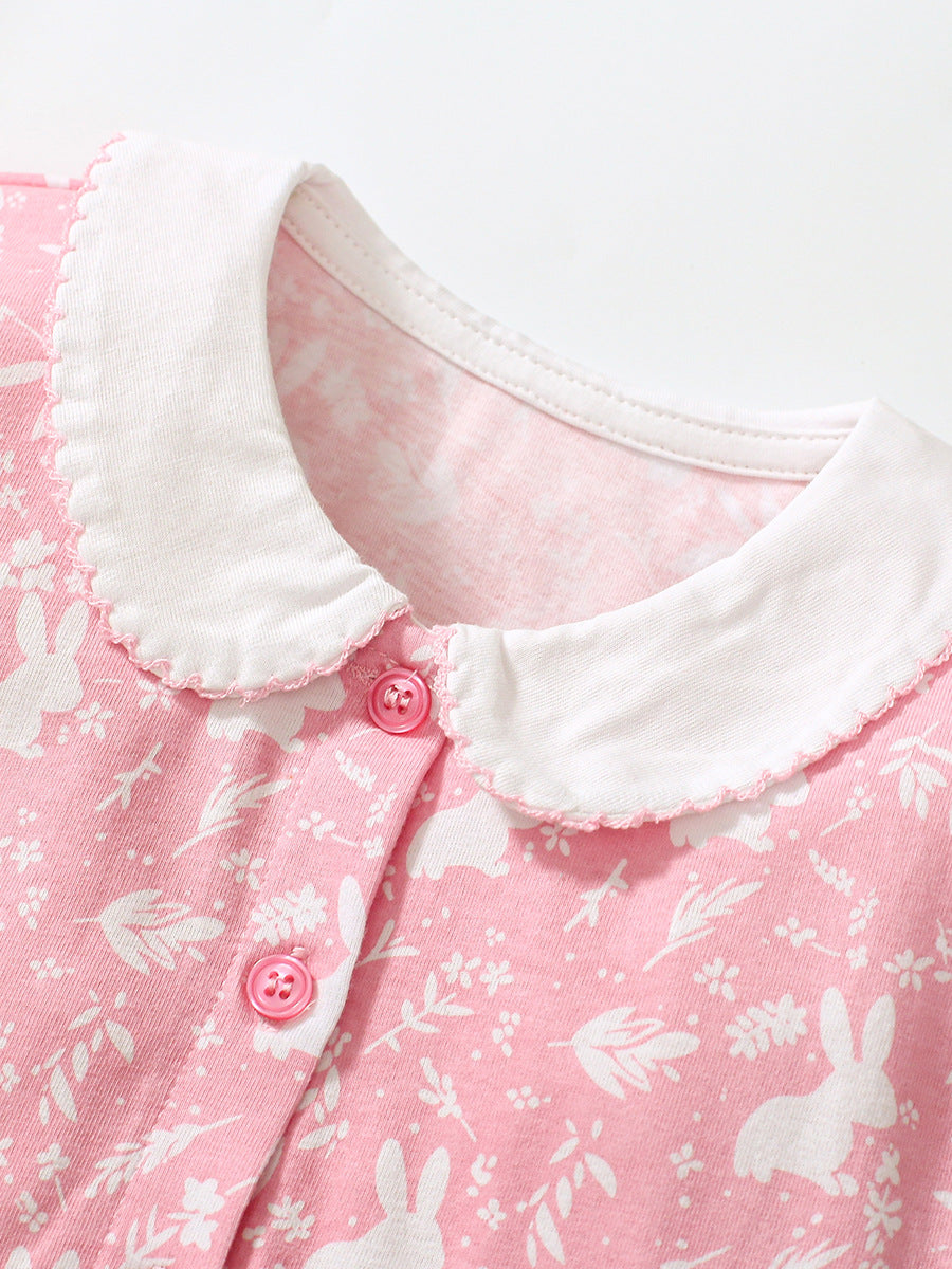 Girls' Cute Bunny Appliqué Pink Tulle Mesh Dress