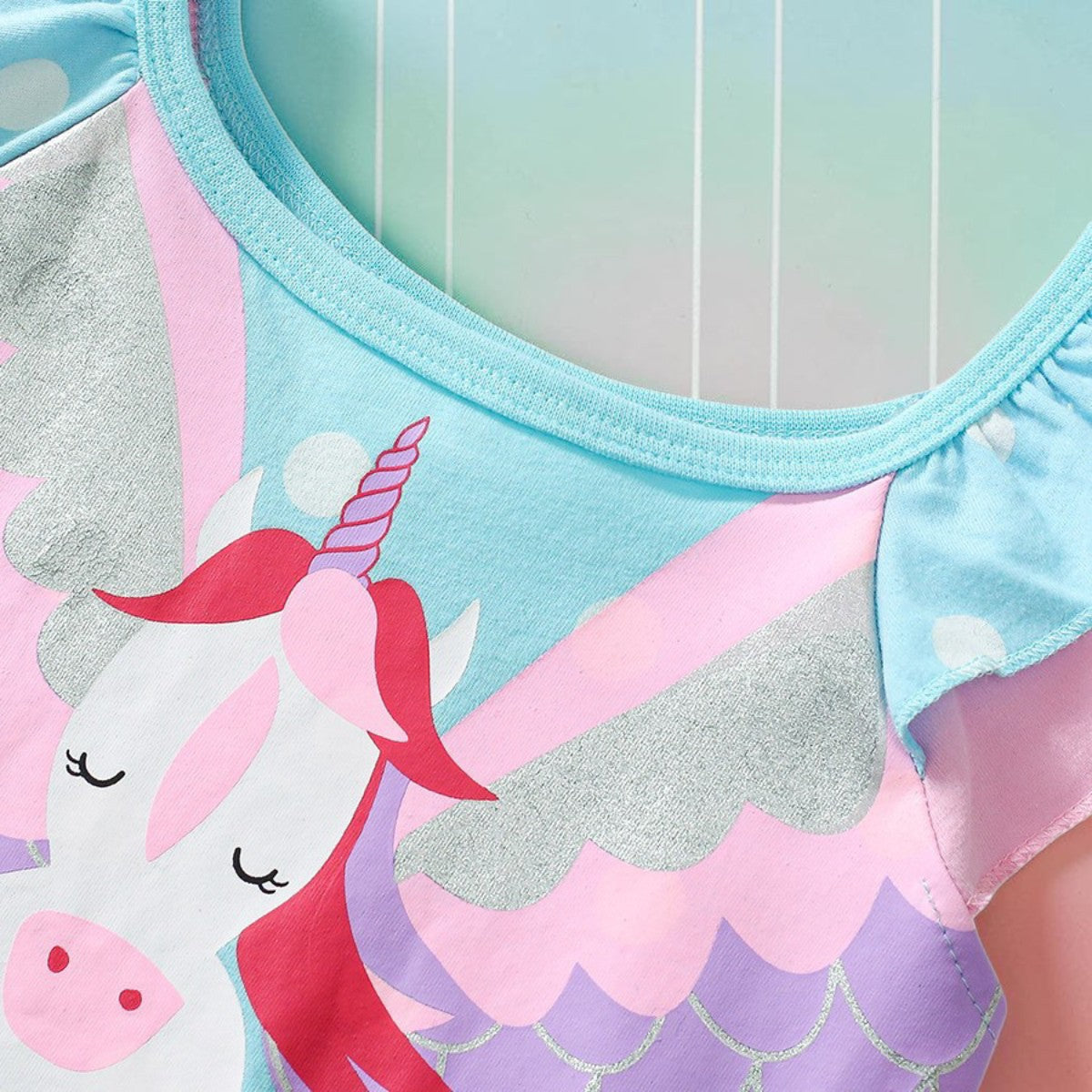 Girls' Magical Unicorn Polka Dot Ruffle Flutter Dress