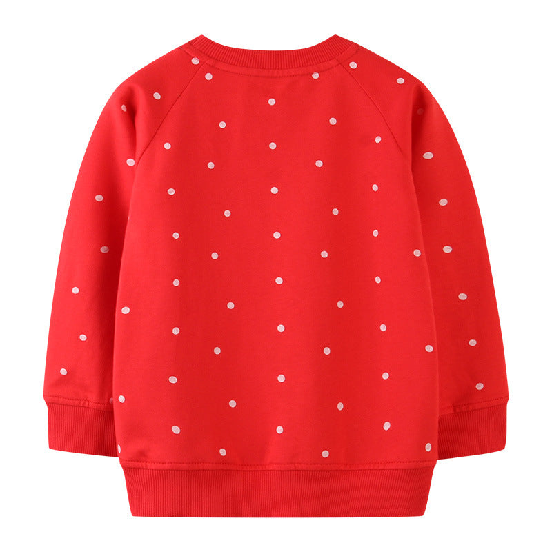 Festive Applique Red Long-Sleeve Sweatshirt