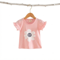 Cute Smiley Flower Ruffle Sleeve T-Shirt