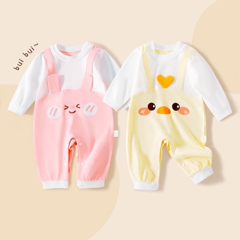 Adorable Bunny Overalls-Style Long-Sleeve Romper