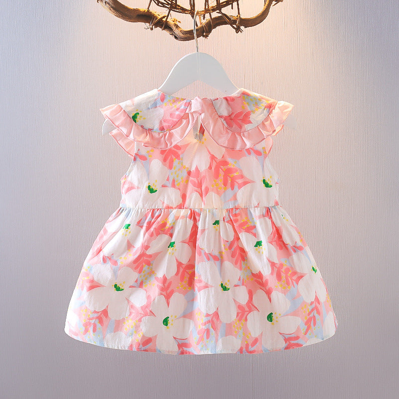 Floral Print Dress and Matching Daisy Straw Bag Set