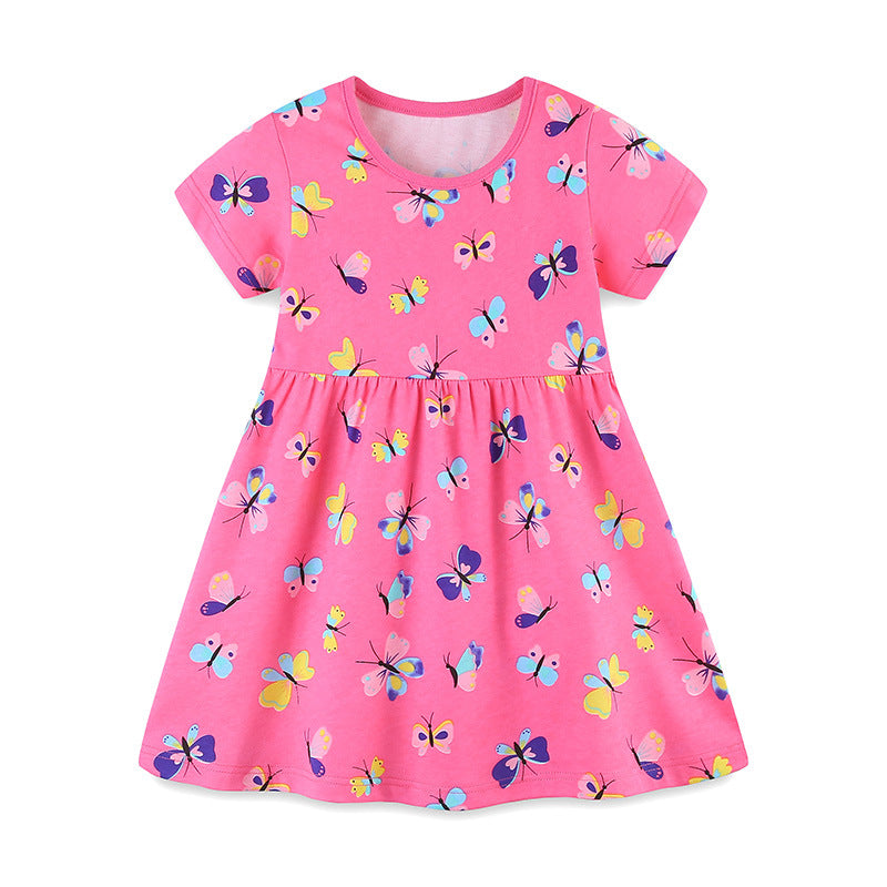 Girls' Vibrant Butterfly Print Pink T-Shirt