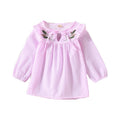 Girls Gingham Embroidered Long-Sleeve Tunic