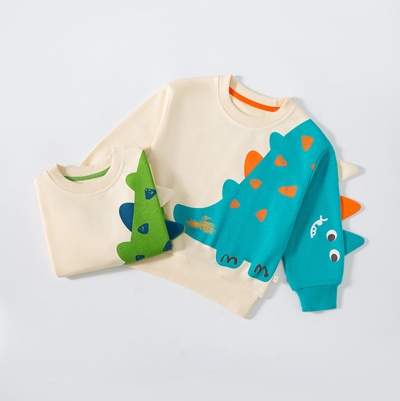 Kids 3D Dinosaur Spine Off-White Long-Sleeve Sweatshirt