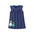 Girls' Cute Duck Appliqué Polka Dot Navy Blue Dress