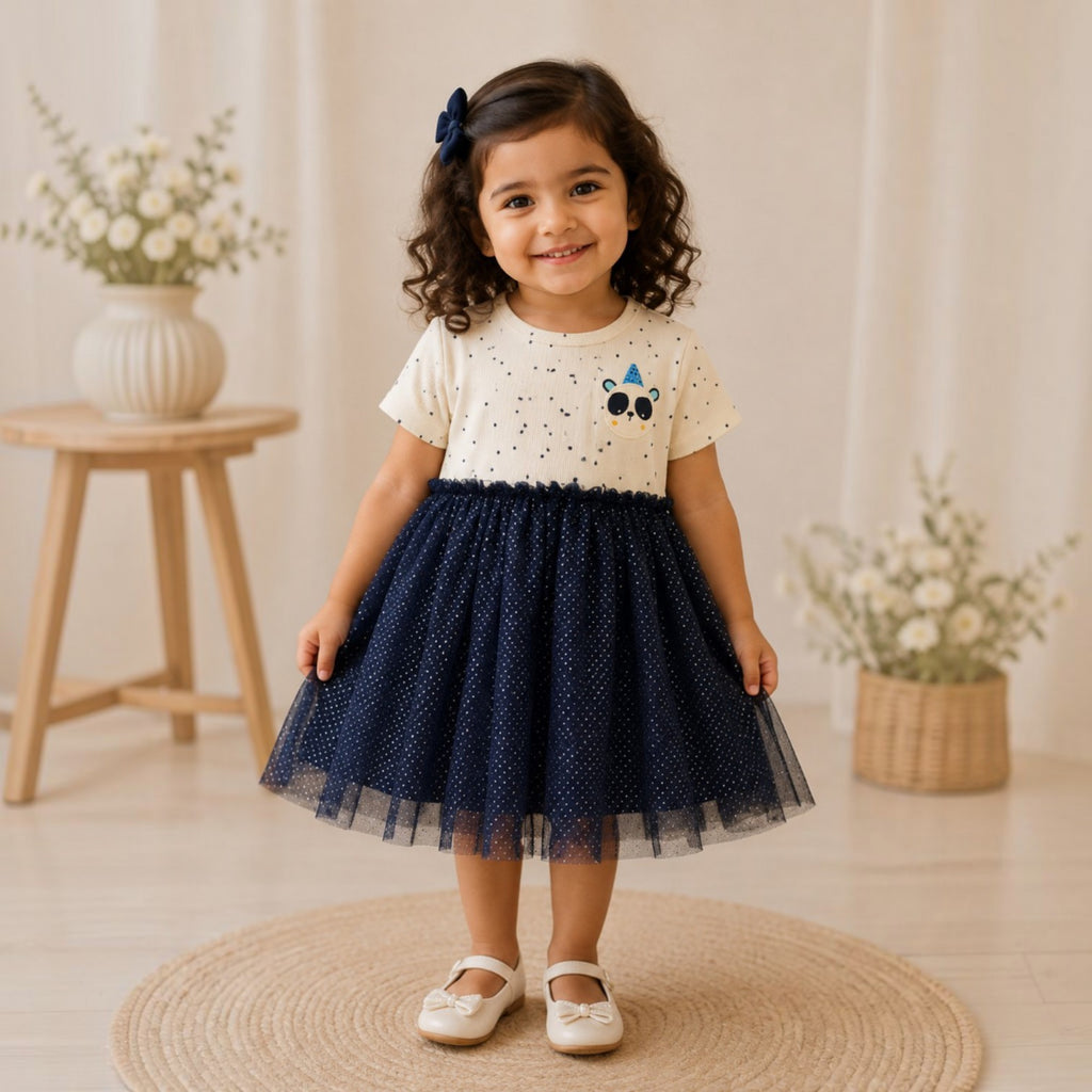Girls' Party Panda Polka Dot Tulle Tutu Dress