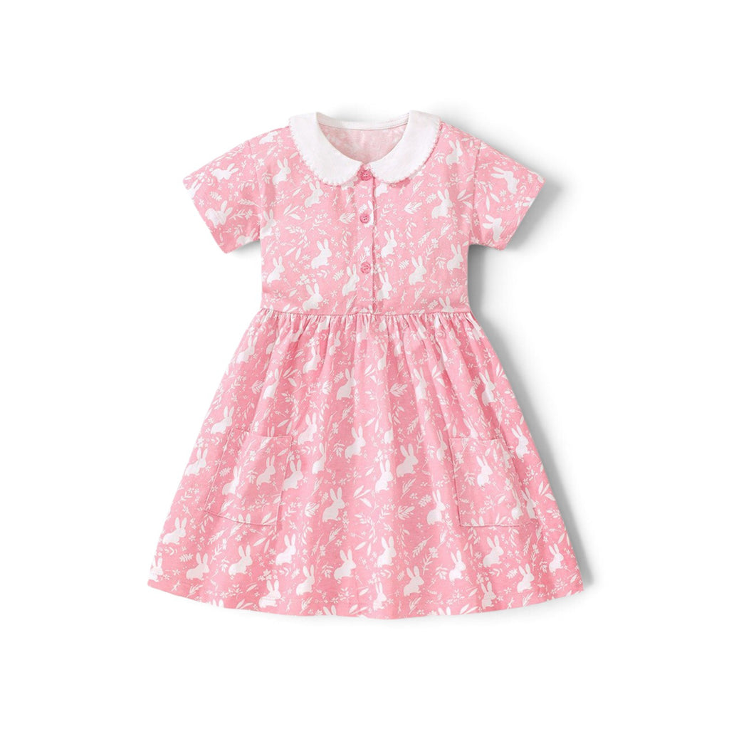 Girls' Cute Bunny Appliqué Pink Tulle Mesh Dress