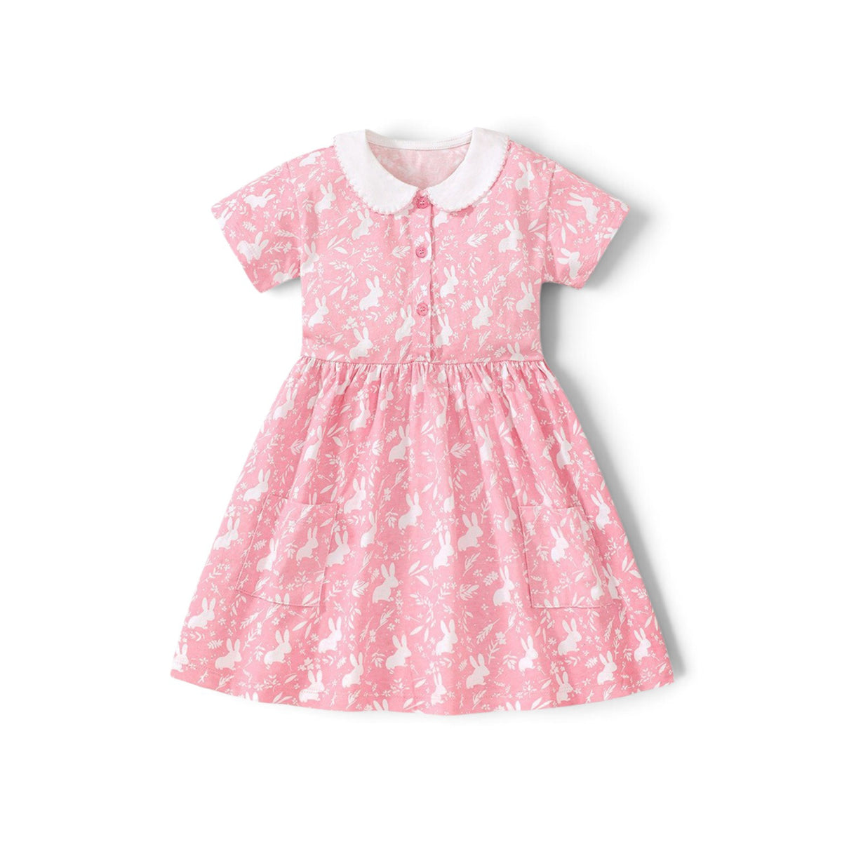 Girls' Cute Bunny Appliqué Pink Tulle Mesh Dress