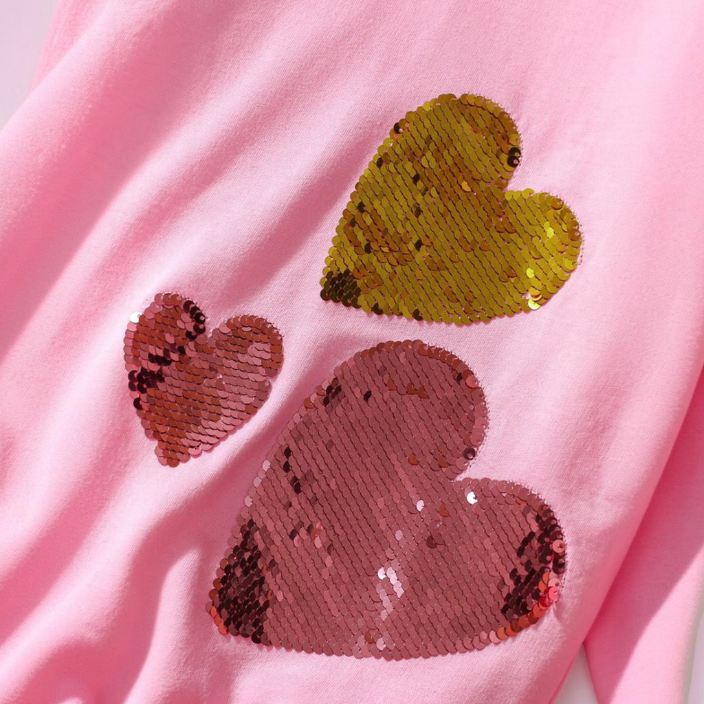 Girls' Hearts Pink Sweatshirt & Flare Pants Set