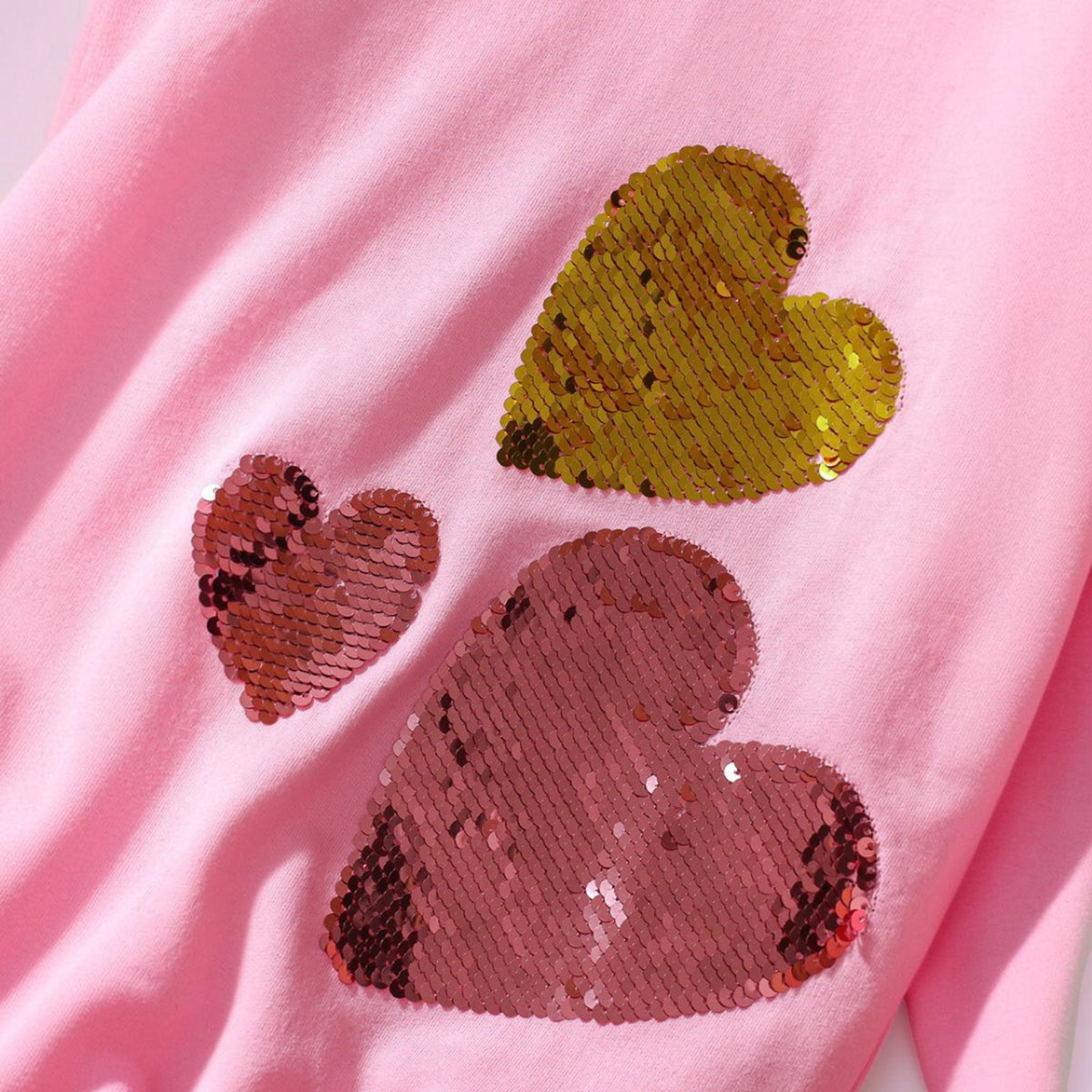 Girls' Hearts Pink Sweatshirt & Flare Pants Set