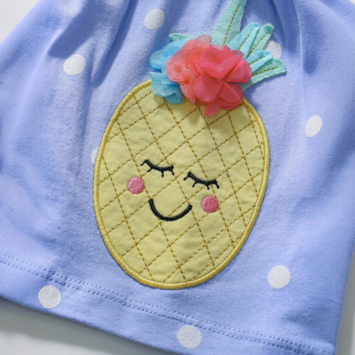 Girls' Pineapple Pocket Polka Dot Top & Shorts
