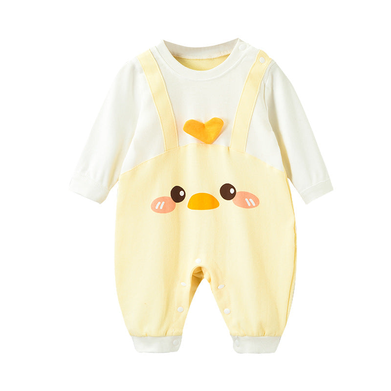 Adorable Bunny Overalls-Style Long-Sleeve Romper