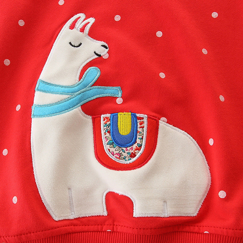 Festive Applique Red Long-Sleeve Sweatshirt