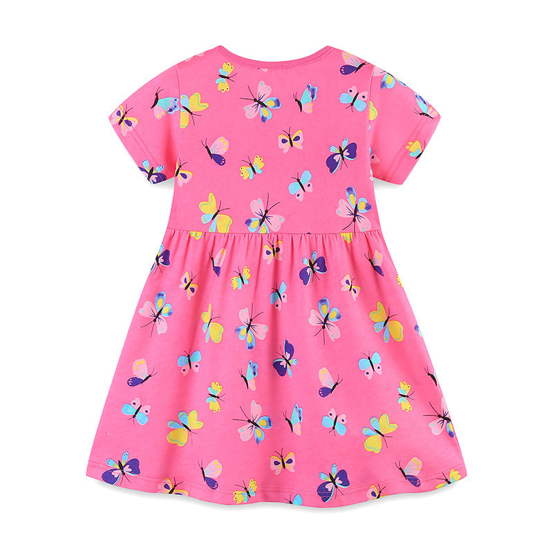 Girls' Vibrant Butterfly Print Pink T-Shirt