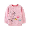 Pink Polka Dot Cat Sweatshirt with Interactive Pom-Poms
