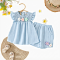 Girls' Smocked Floral Ruffle Tunic & Shorts Set