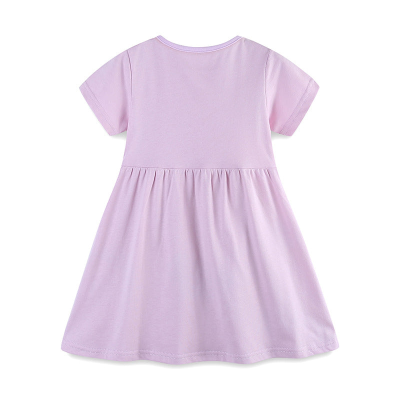 Girls' Playful Rainbow & Weather Print Lavender T-Shirt
