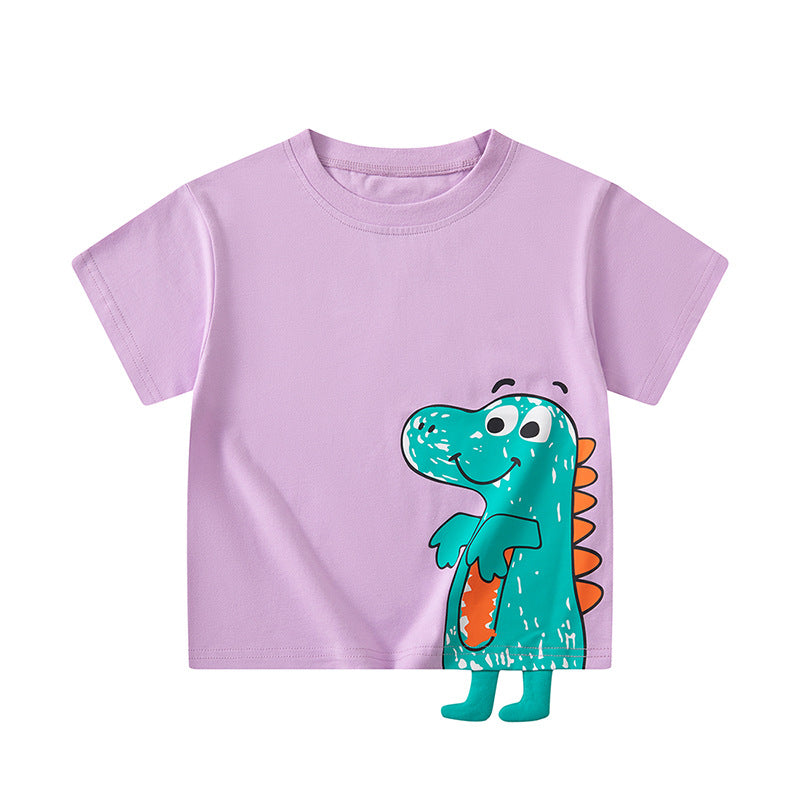 Kids Cute Dinosaur Graphic Short-Sleeve T-Shirt