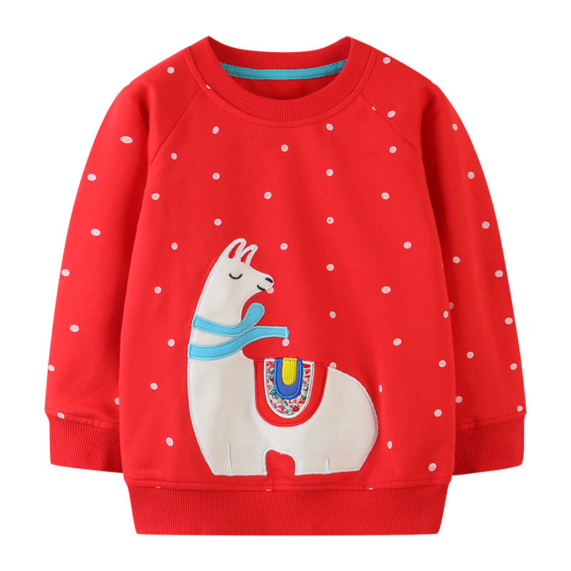 Festive Applique Red Long-Sleeve Sweatshirt