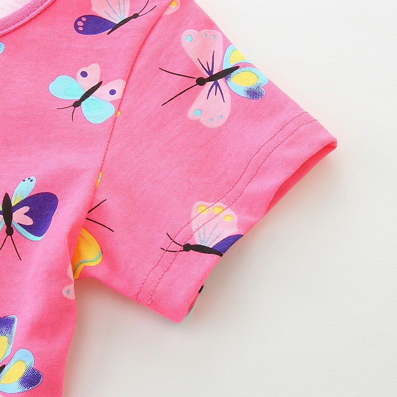 Girls' Vibrant Butterfly Print Pink T-Shirt