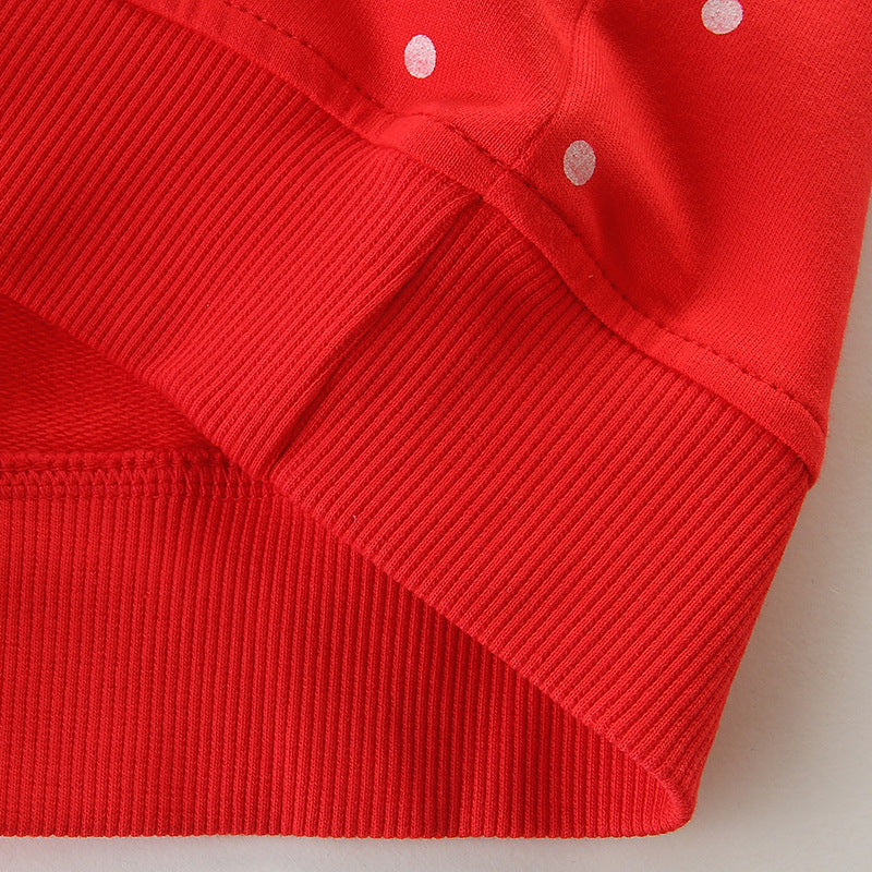 Festive Applique Red Long-Sleeve Sweatshirt