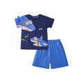 Cute Shark Print Short-Sleeve T-Shirt & Shorts Set
