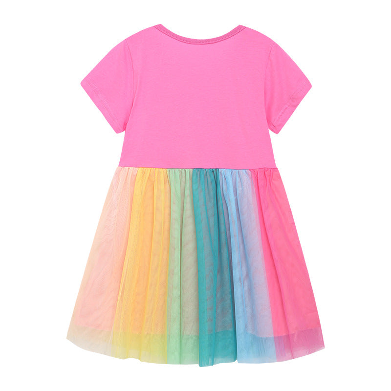 Girls' Butterfly Top Rainbow Tulle Tutu Dress