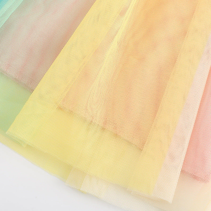 Girls' Butterfly Top Rainbow Tulle Tutu Dress