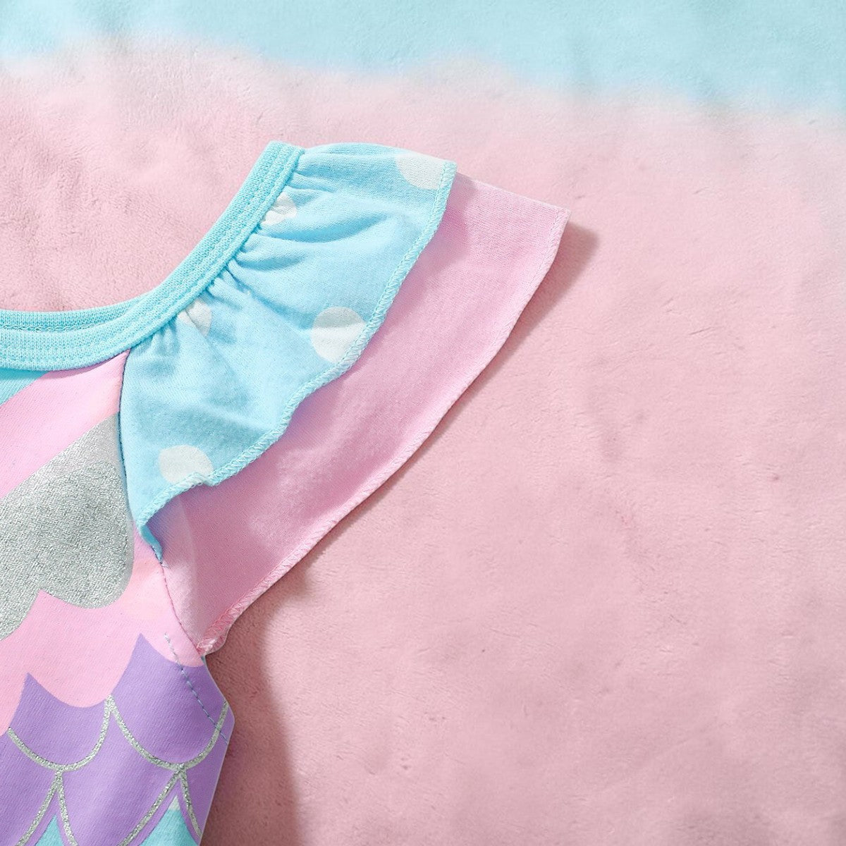 Girls' Magical Unicorn Polka Dot Ruffle Flutter Dress