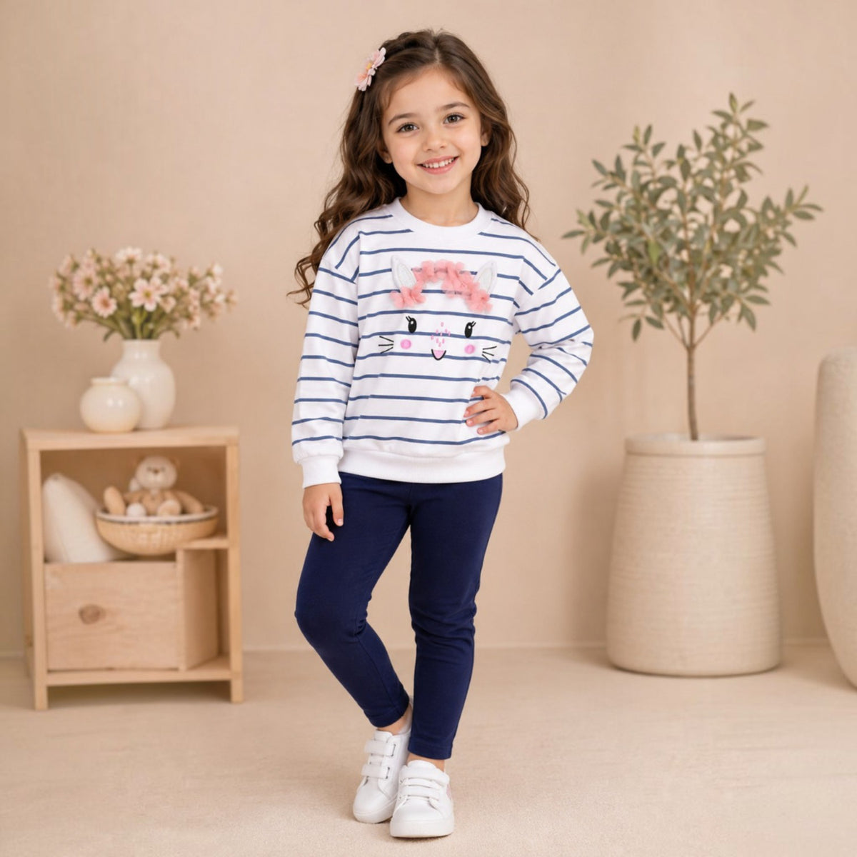 Girls' Bunny Floral Sweatshirt & Leggings Set
