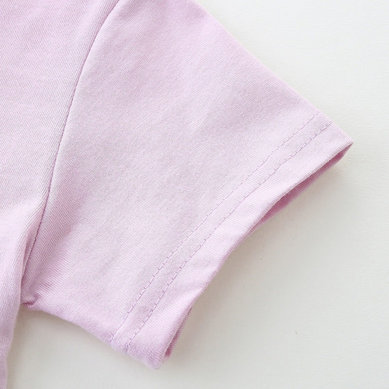 Girls' Playful Rainbow & Weather Print Lavender T-Shirt