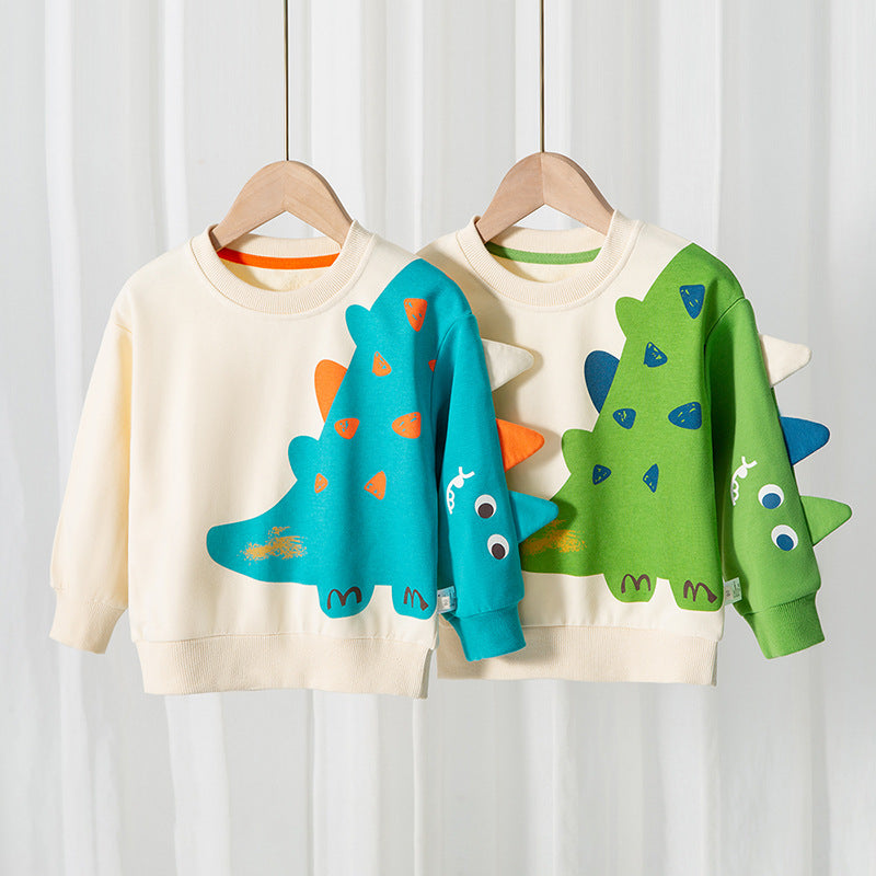 Kids 3D Dinosaur Spine Off-White Long-Sleeve Sweatshirt