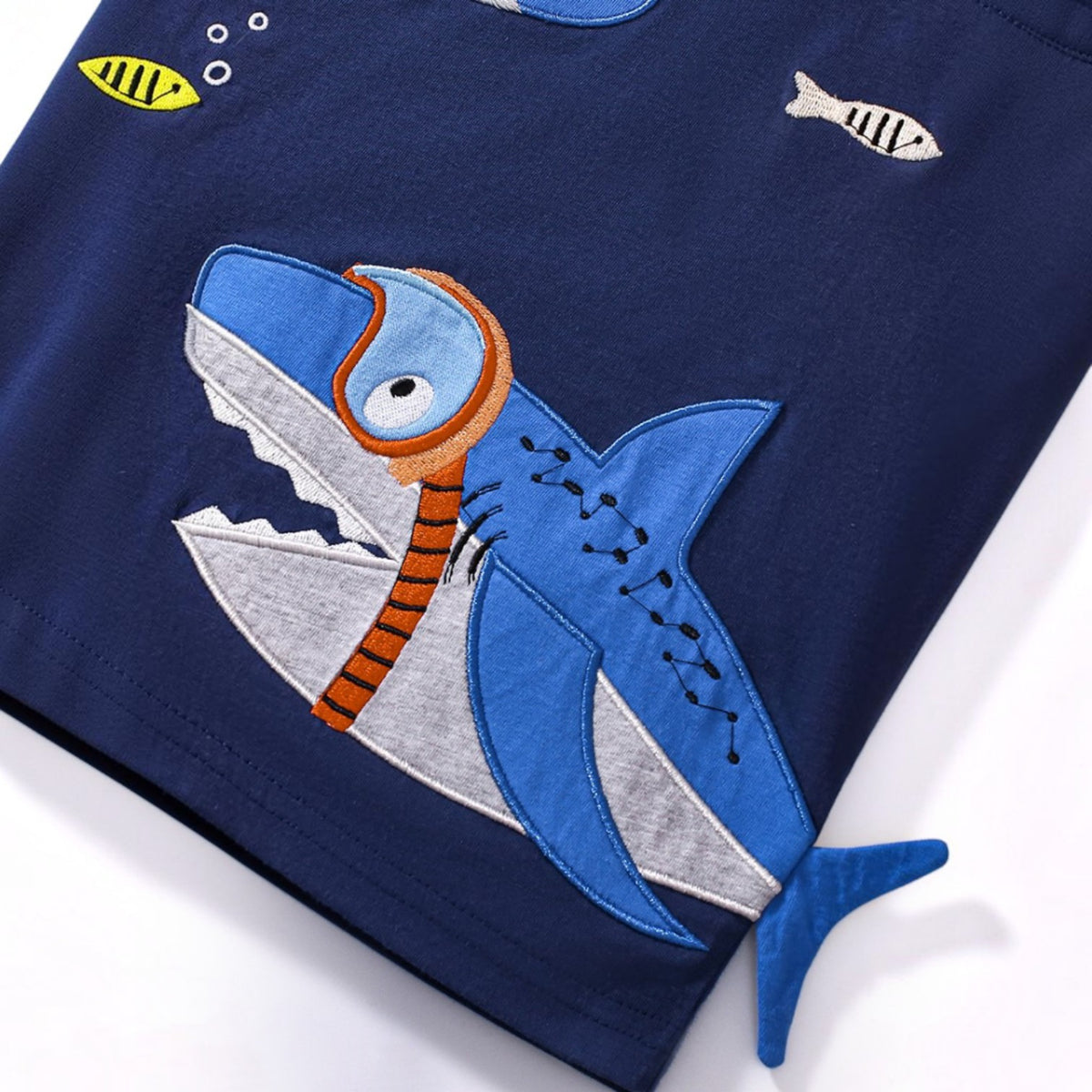 Cute Shark Print Short-Sleeve T-Shirt & Shorts Set