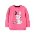 Cute Bunny Applique Pink Long-Sleeve Sweatshirt