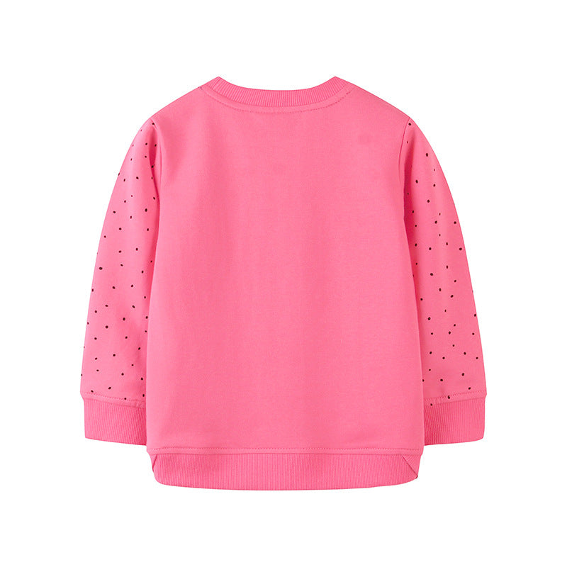 Cute Bunny Applique Pink Long-Sleeve Sweatshirt