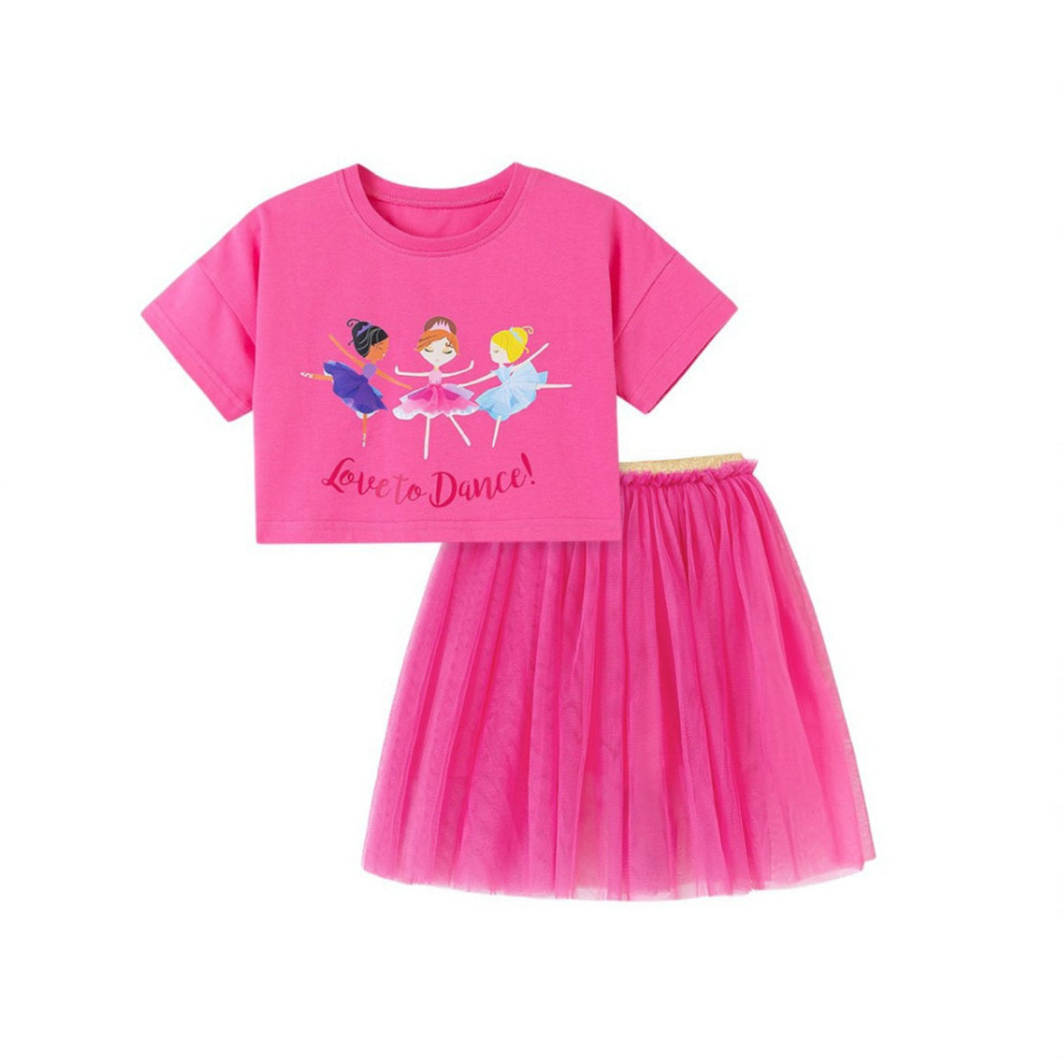 Girls' "Love to Dance" Ballerina T-Shirt & Tulle Skirt Set