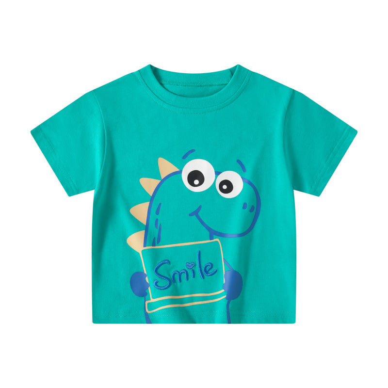 Kids Cute Dinosaur "Smile" Graphic Short-Sleeve T-Shirt