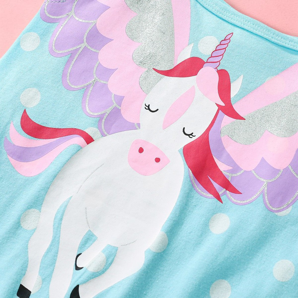 Girls' Magical Unicorn Polka Dot Ruffle Flutter Dress