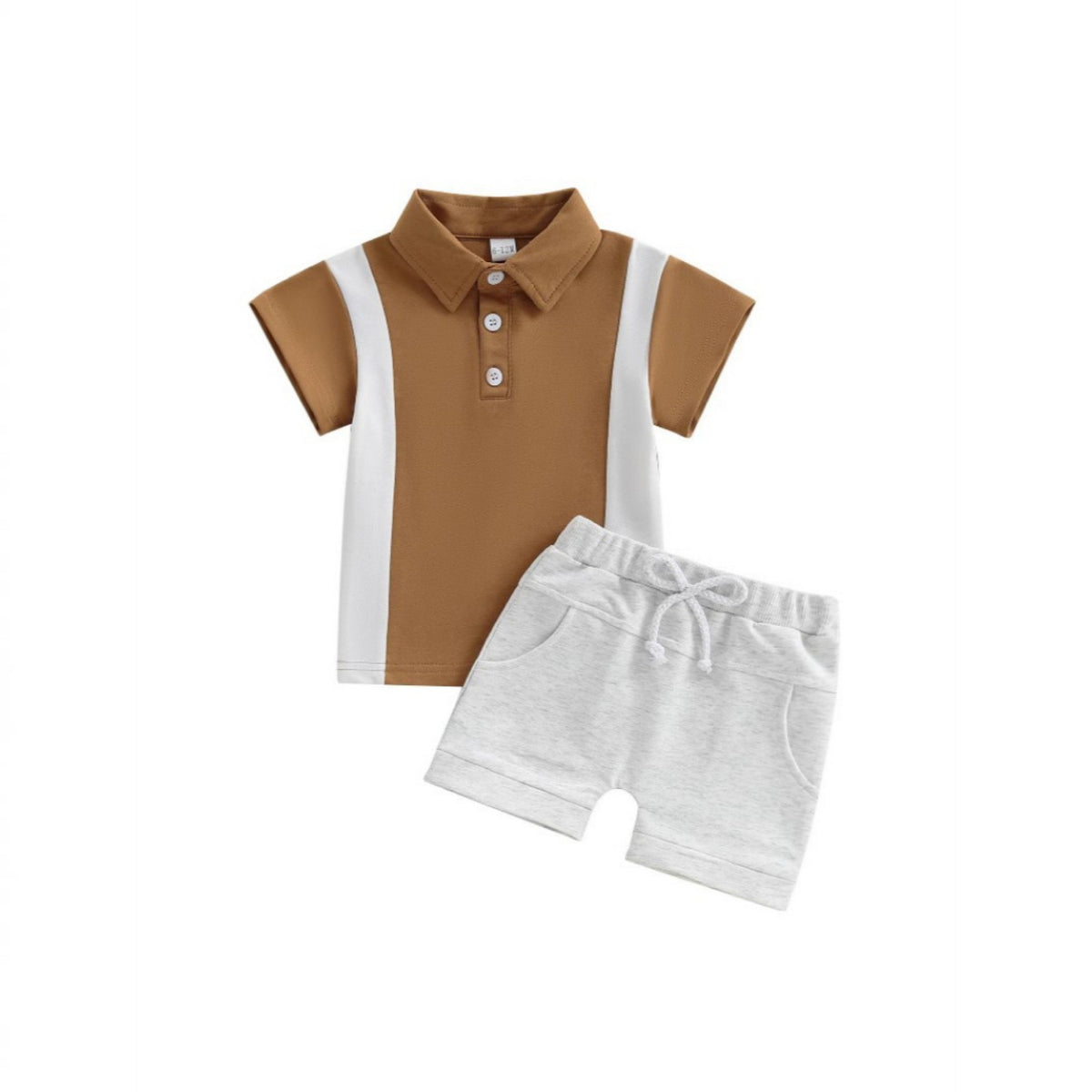 Boys Colorblock Polo Shirt & Shorts Outfit Set