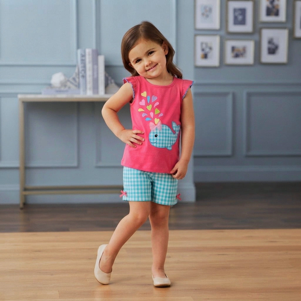 Girls' Whale Shorts Outfit Set