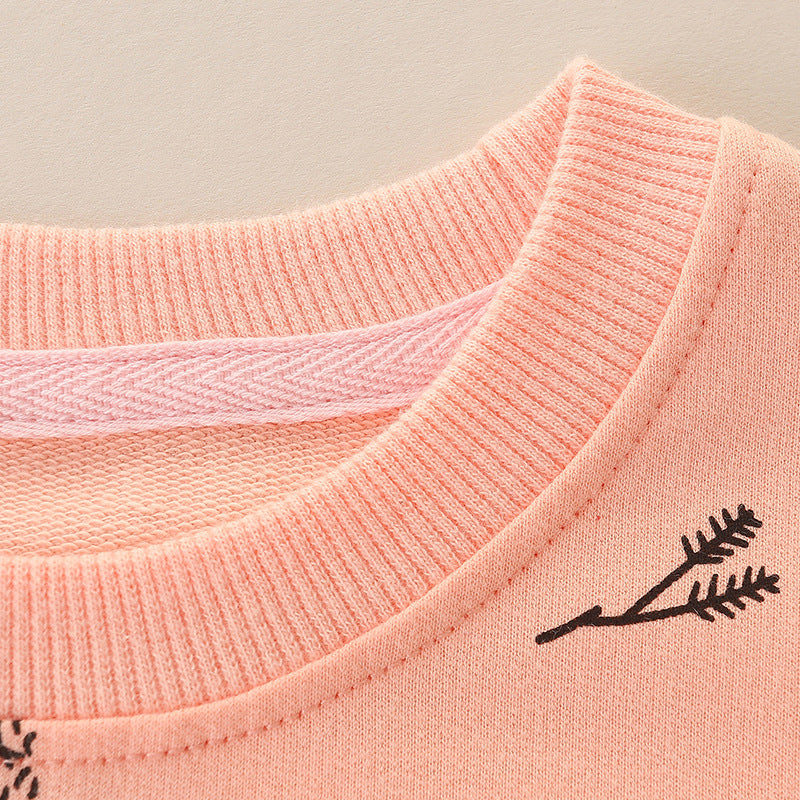 Woodland Fox and Hedgehog Peach Long-Sleeve Sweatshirt