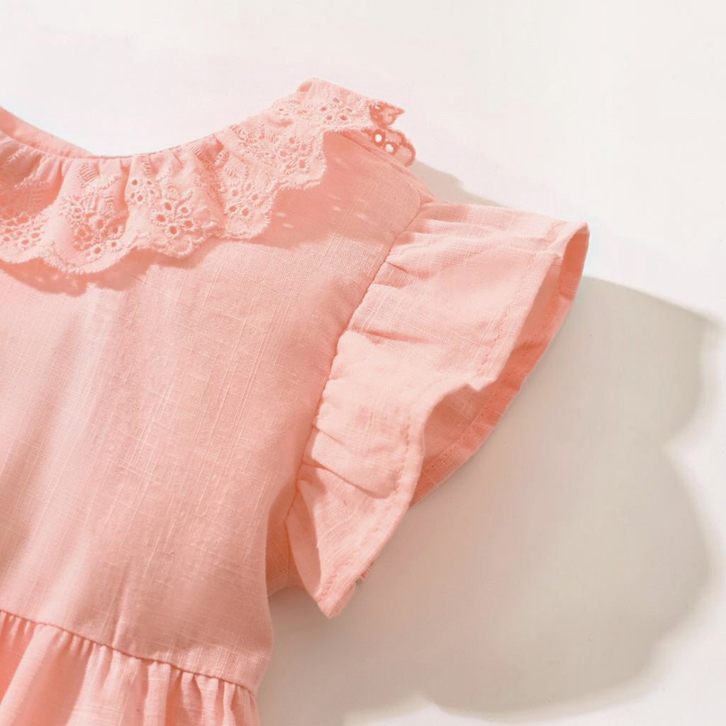 Girls'Bunny Pocket Peach Dress