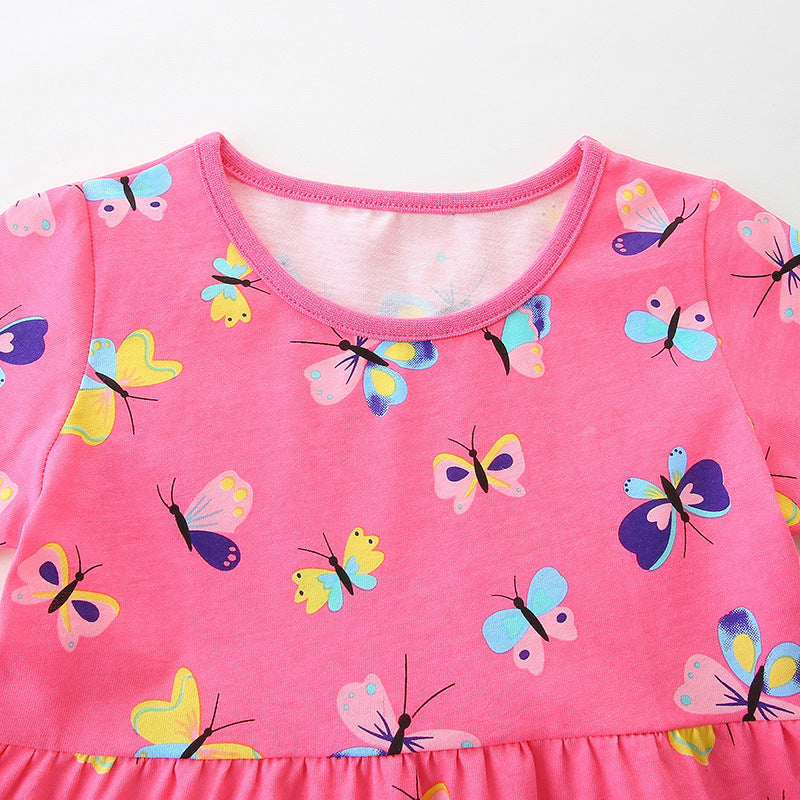 Girls' Vibrant Butterfly Print Pink T-Shirt