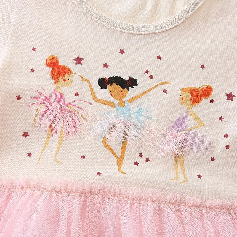 Girls' Dancing Ballerinas Graphic Pink Tulle Dress