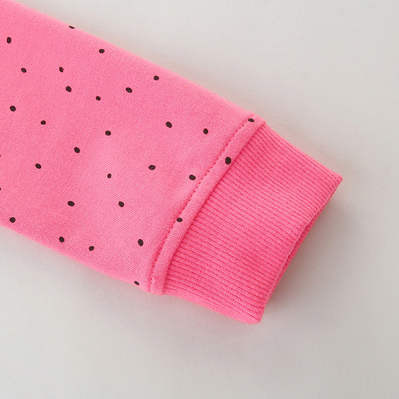 Cute Bunny Applique Pink Long-Sleeve Sweatshirt