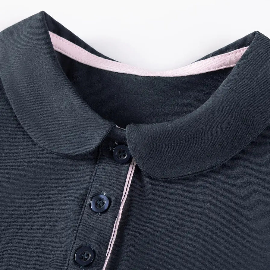 Girls' Dark Navy Horse Polo Dress
