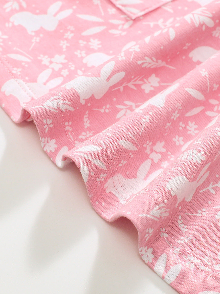 Girls' Cute Bunny Appliqué Pink Tulle Mesh Dress